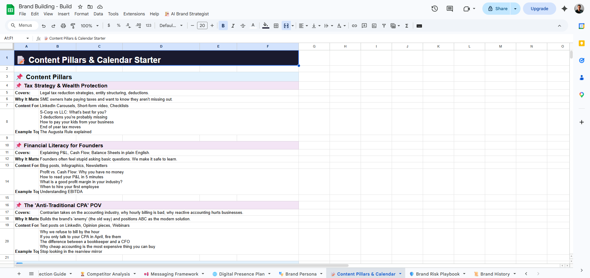 Content Pillars & Calendar